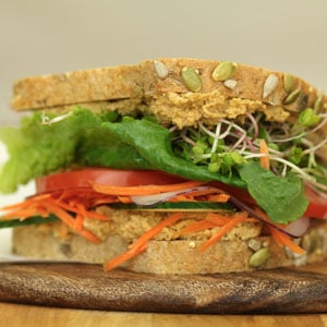 Photo of a Veggie Three Seed Hummus sandwich