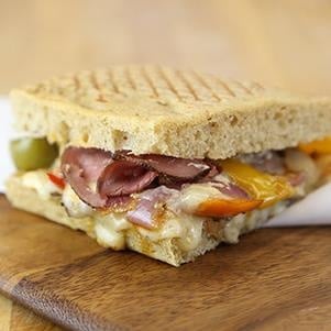 Photo of a Roasted Pepper Chipotle cheesesteak sandwich